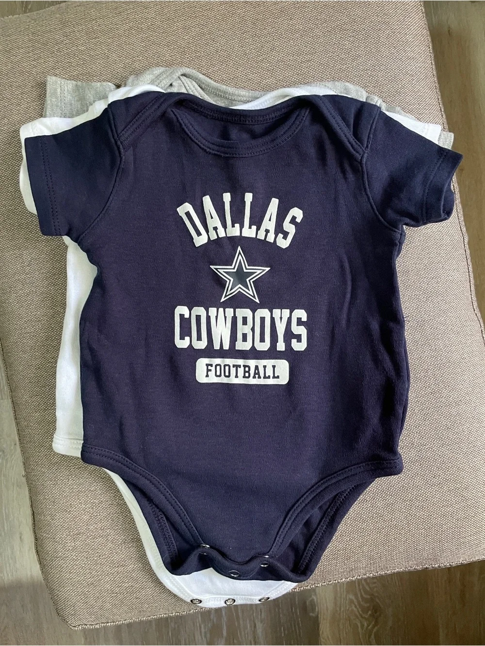 Dallas Cowboys NFL Licensed - Bundle of 3 Baby Bodysuits - 6-9 Months